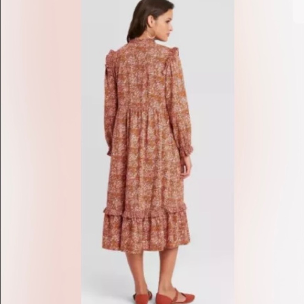 Universal Thread Dress Large Prairie Target Orange Floral Farmcore Country NWOT - Picture 5 of 6